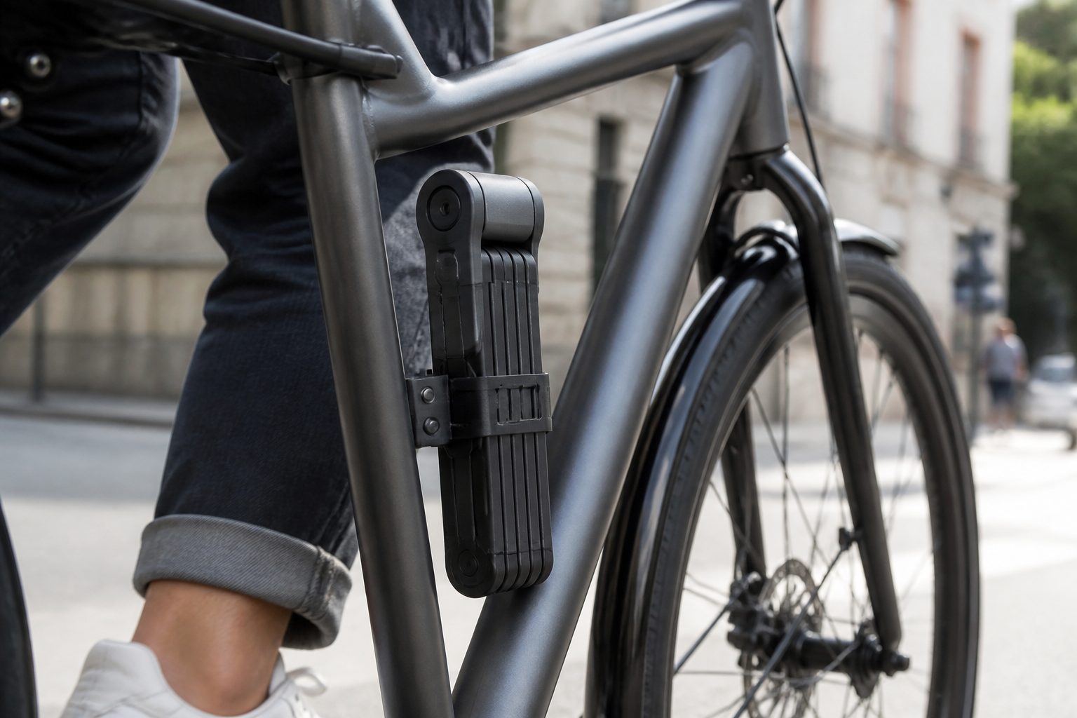 antivol vélo pliant compact attaché sur cadre