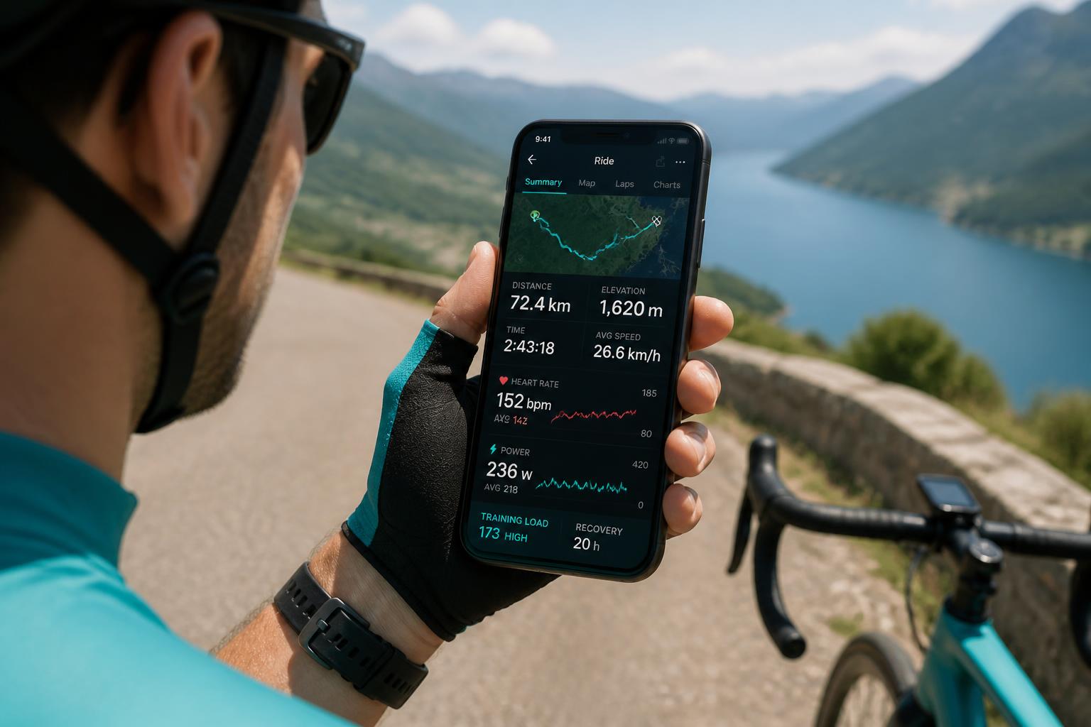application smartphone Garmin Connect avec données de sortie vélo