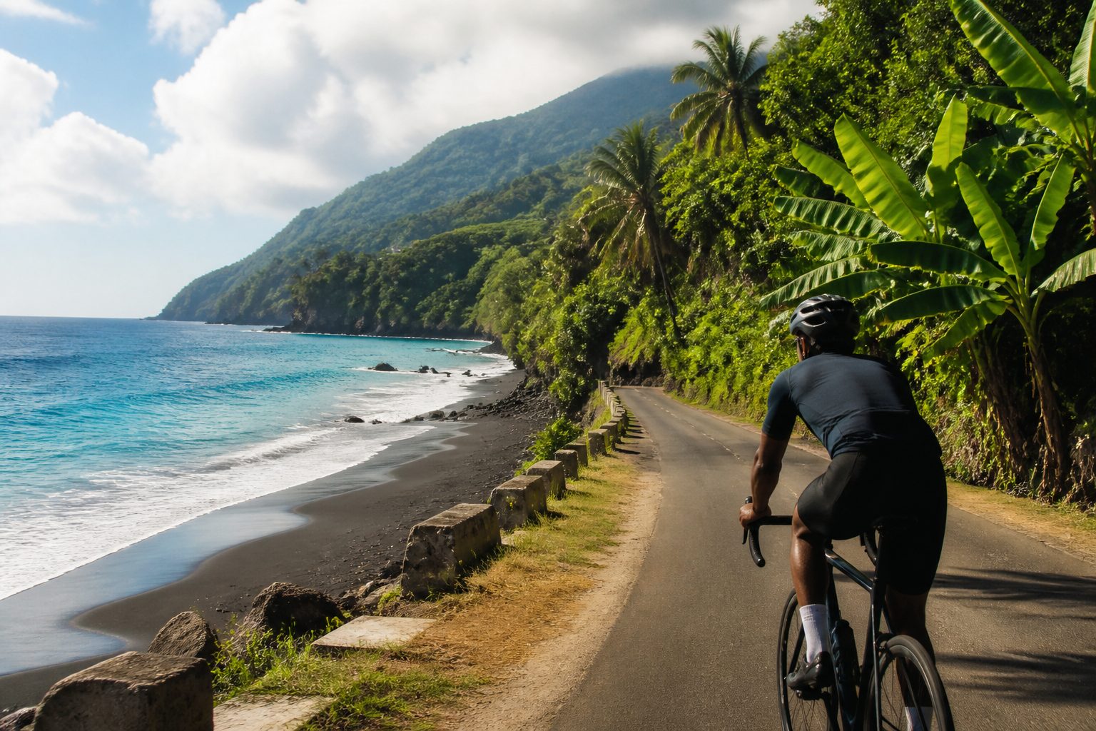 Côte sud de Basse-Terre à vélo : 60 km de plages noires et villages créoles