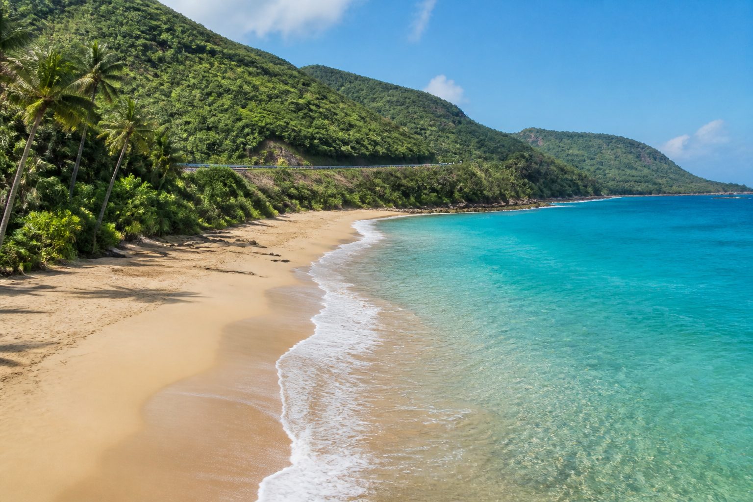 Plage de Grande-Anse à Deshaies vue depuis la route — côte sous-le-vent Guadeloupe