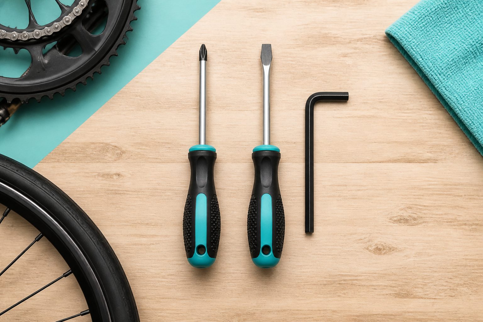 Outils nécessaires pour régler un dérailleur arrière : tournevis cruciforme, tournevis plat, clé Allen 5mm