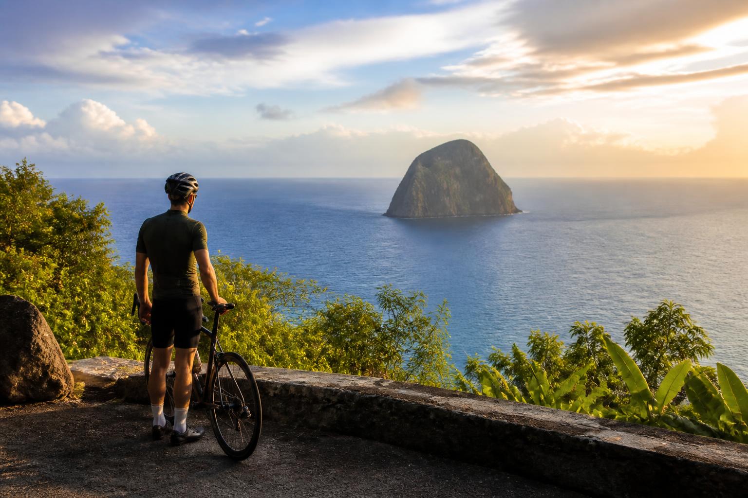 rocher du diamant martinique vue depuis route vélo panorama mer caraïbes