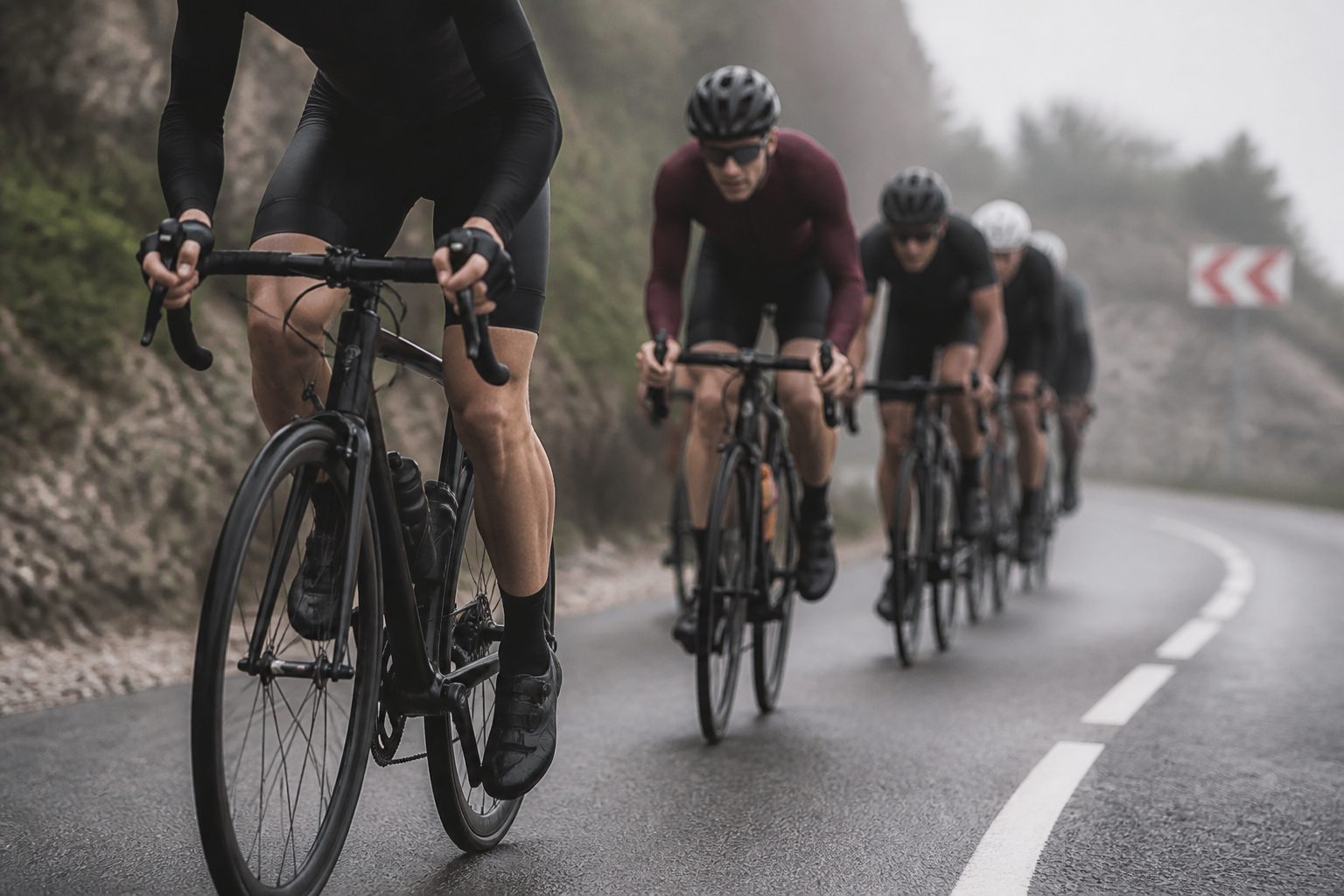 Cyclistes qui s'affrontent sur un segment Strava dans un col français