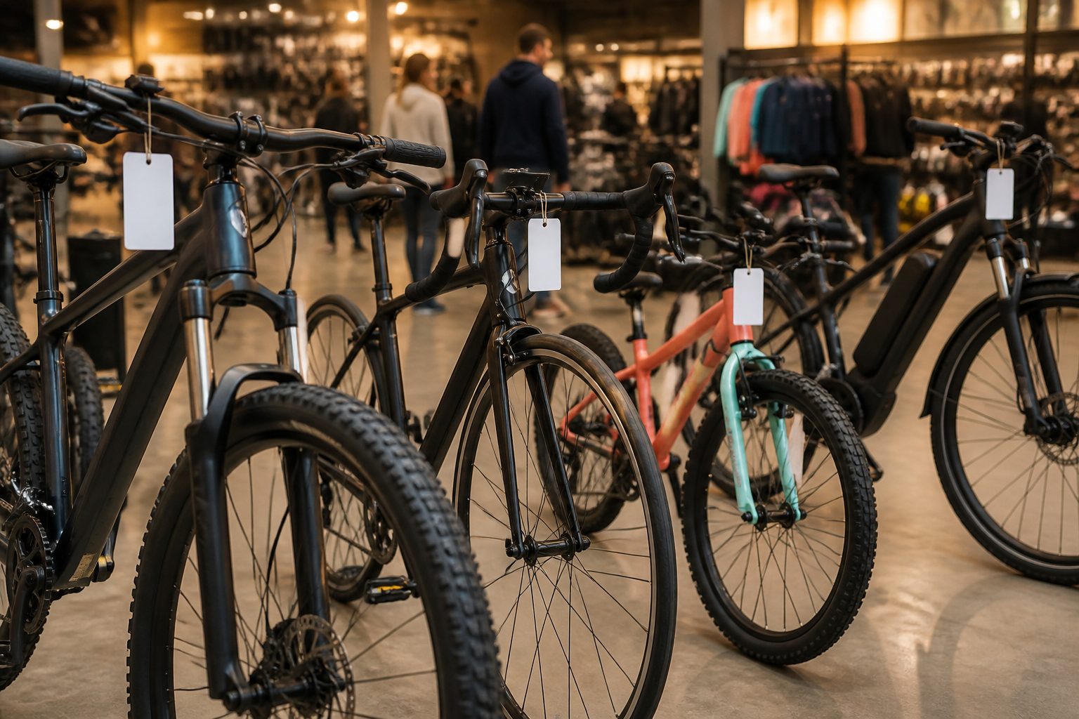 Vélos d'occasion alignés en magasin lors d'un Trocathlon Decathlon