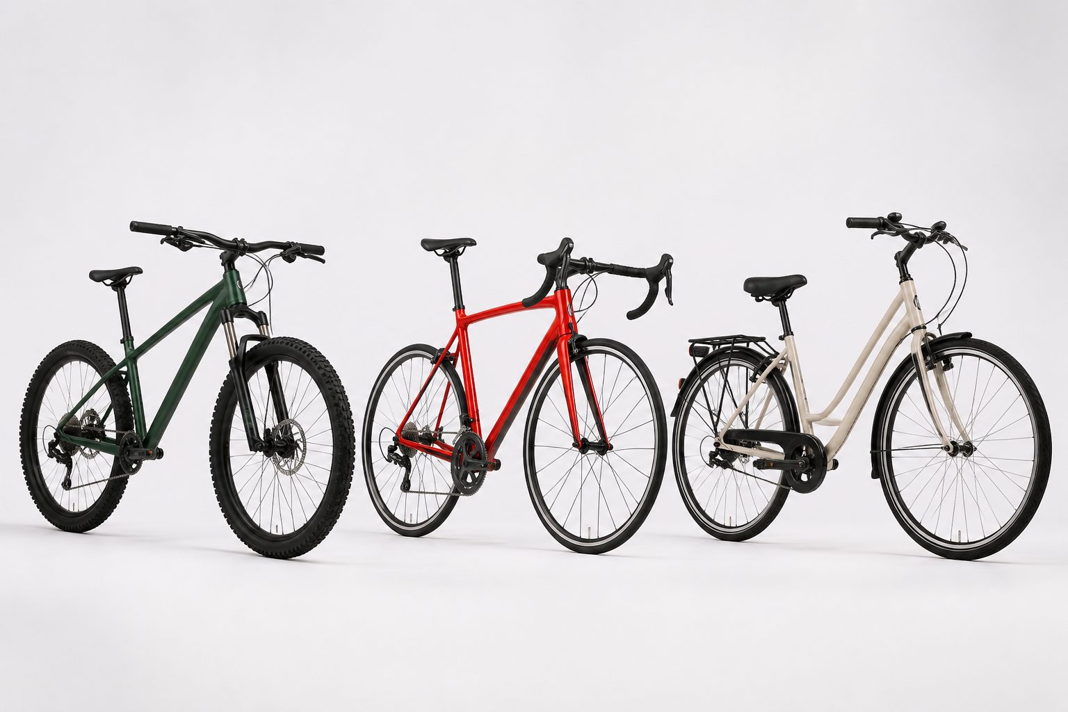 Différents types de vélos pour choisir la taille de cadre adaptée : VTT, route, ville