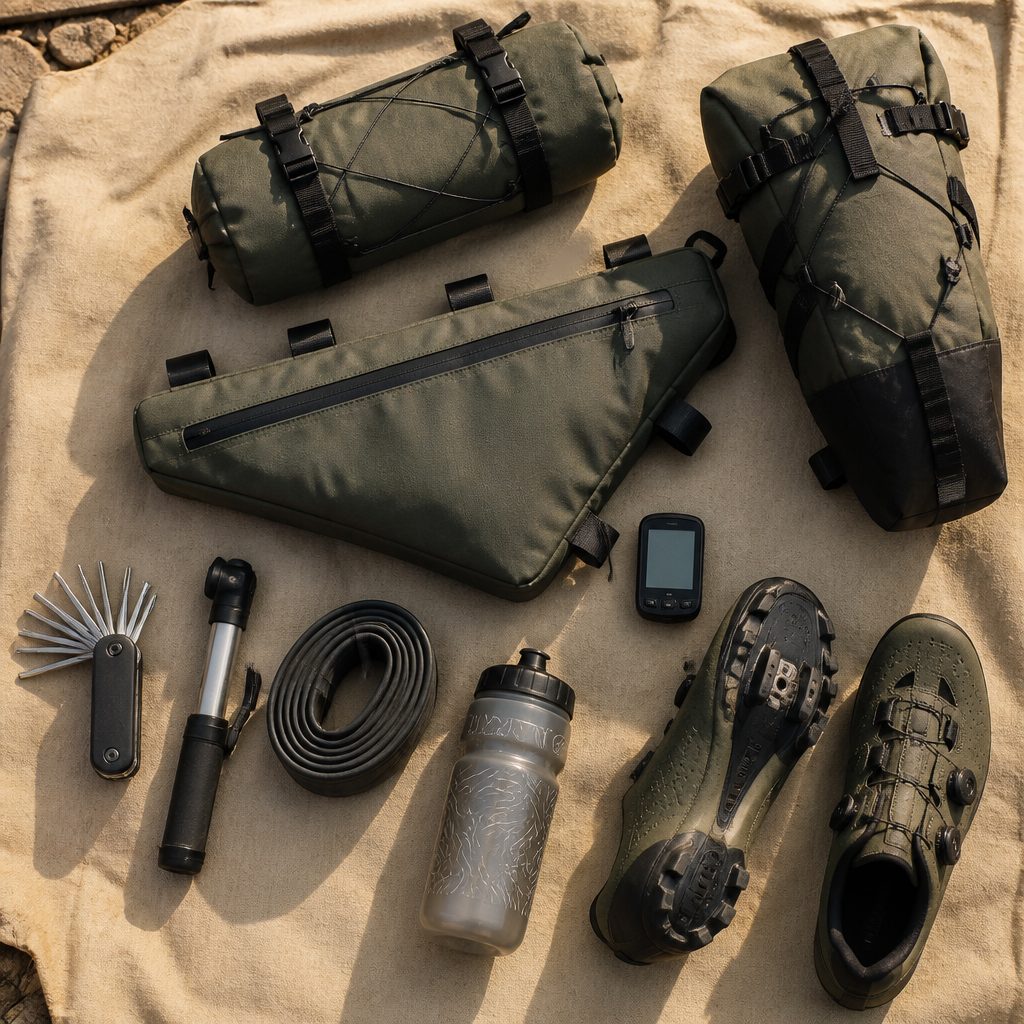 Équipement gravel : sacoches, casque, GPS, multitool