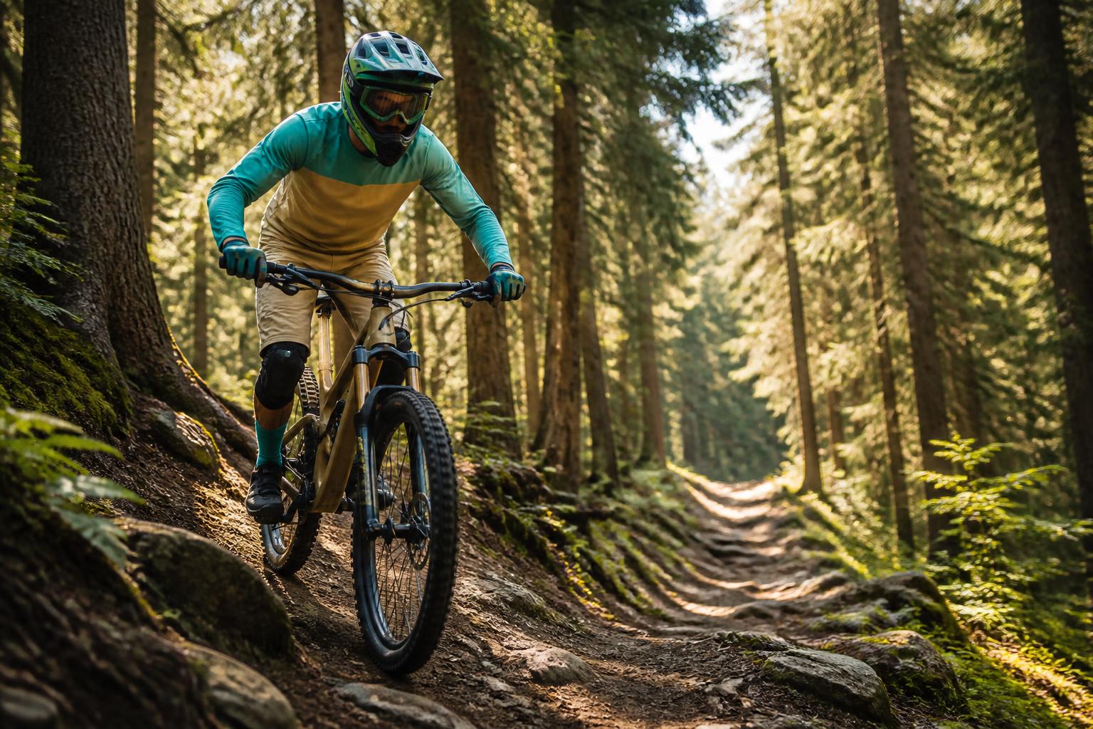 rider vtt enduro sentier forestier début pratique