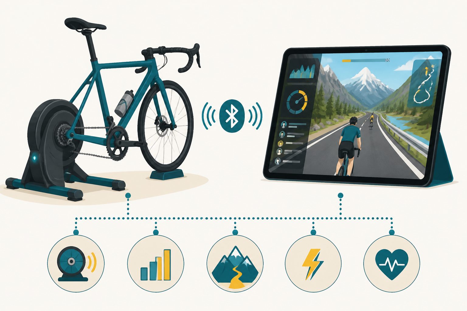 schéma fonctionnement smart trainer Bluetooth ANT+ application